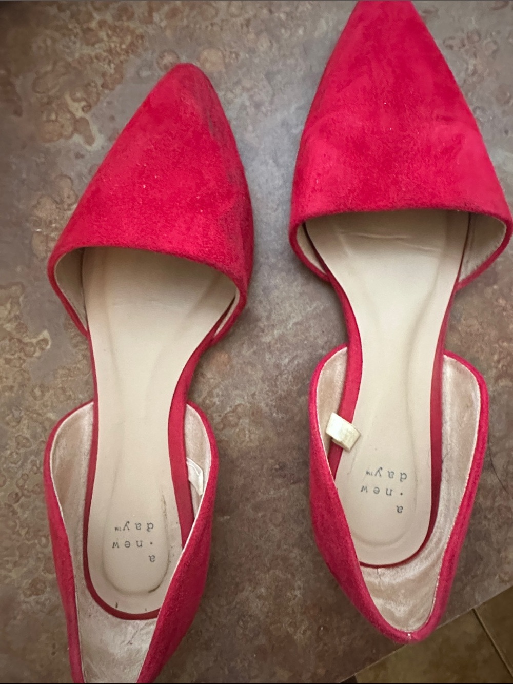 a new day Red Pointed D'Orsay Flats